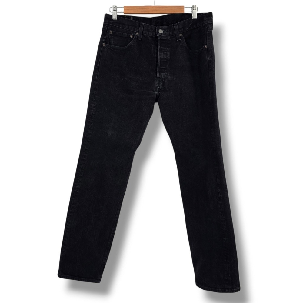 Levis 501 Original Fit Black Denim Straight Leg Button Fly Jeans Size W34 L32